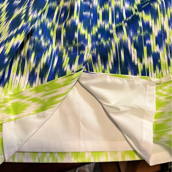 Women’s Adrianna Papell Lime Green/ Blue/White Print Sleeveless Dress SZ 4 - Picture 9 of 9